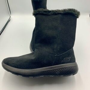 Black Sketchers GO walk suede and faux fur boots